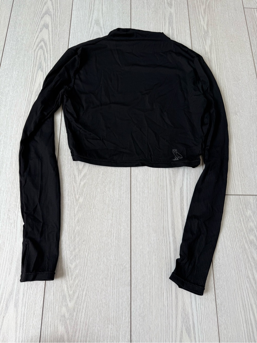 October’s Very Own black long sleeve cop top medium OVO activewear ribbed gym